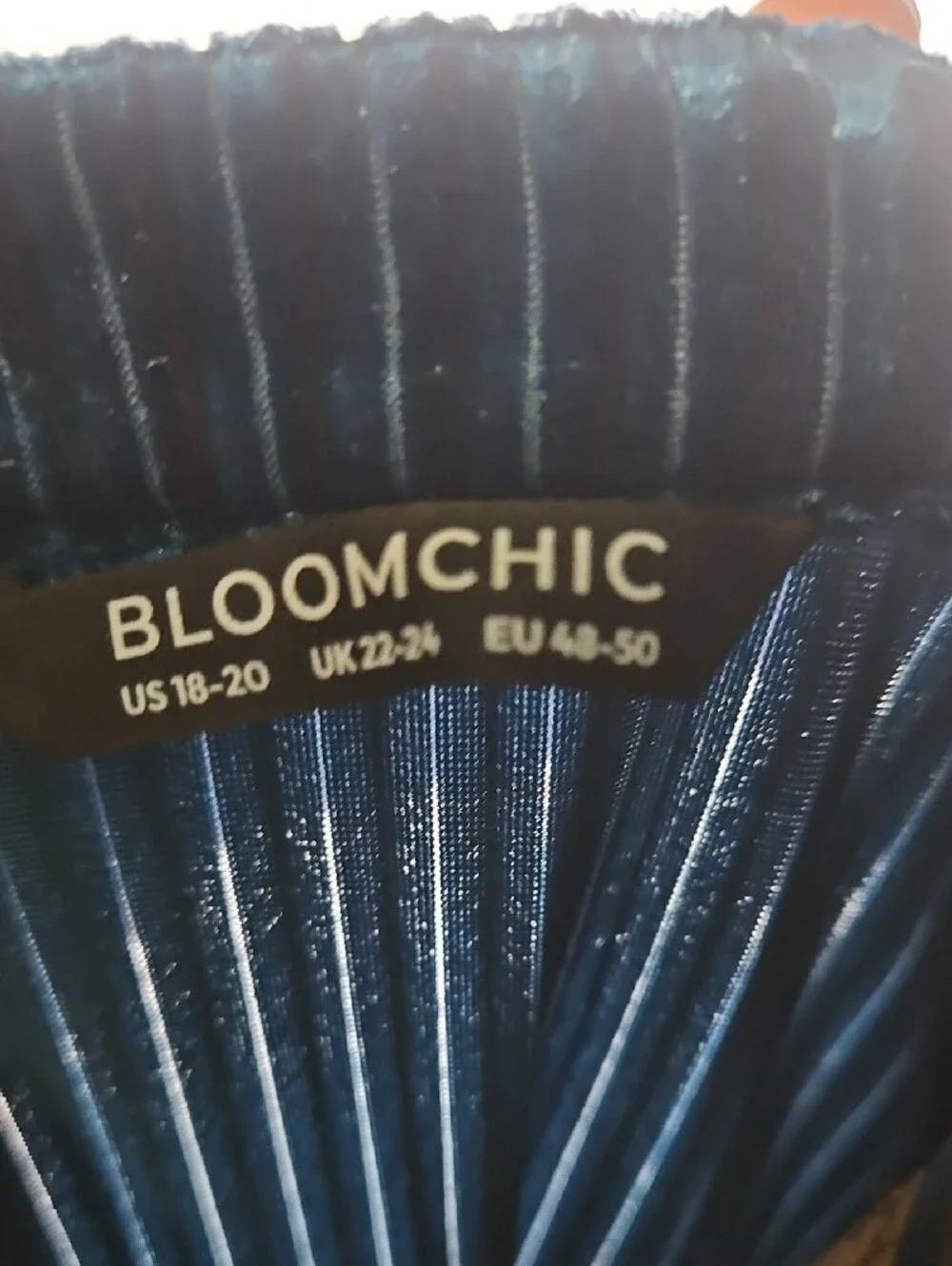 BloomChic Teal Pleated Velvet Tiered Maxi Dress